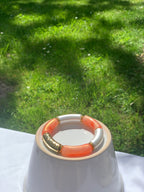 Bracelet de perles or, orange et blanc