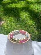Bracelet de perles or, mauve et blanc