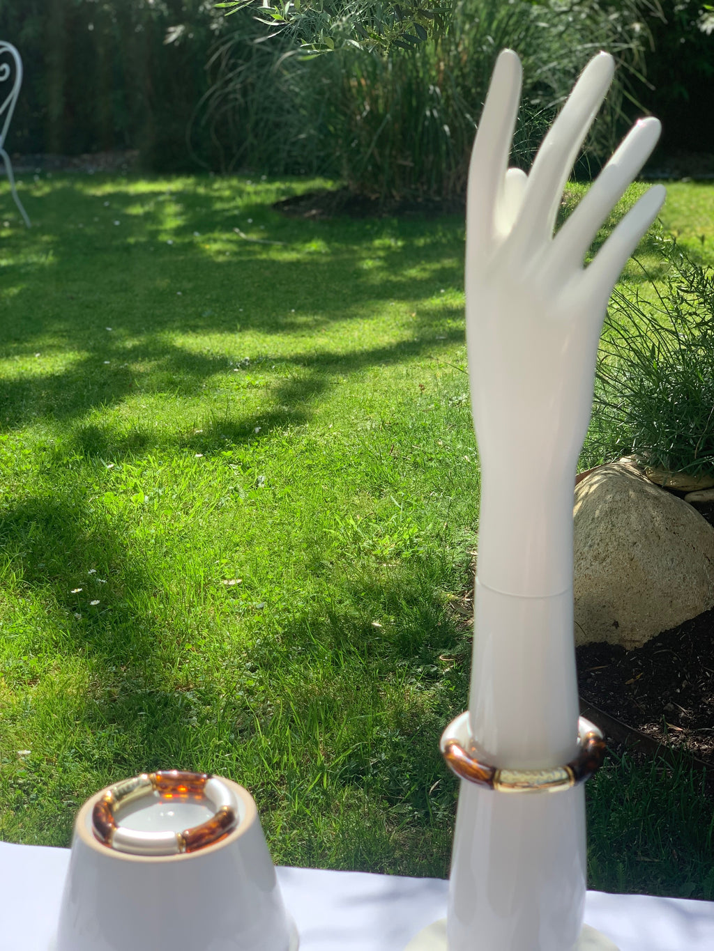 Bracelet de perles or, léopard et blanc